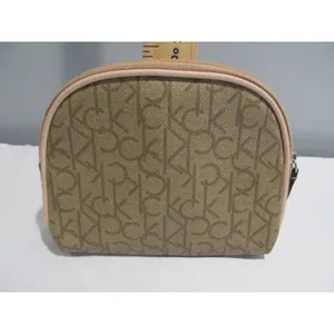 Calvin Klein CK Logo Cosmetic Bag | Beige Monogram Makeup Bag | Preowned thumbnail 4