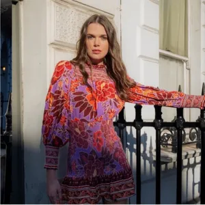 Farm Rio Sweet Floral Long Sleeve Minidress XL thumbnail 4