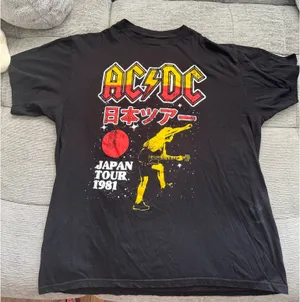 AC/DC Japan tour 1981 Black Tee with Yellow and Red Graphics thumbnail 1