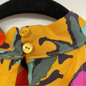 Haute Hippie Mustard Yellow Floral Print Halter Smocked Boho Blouse L Sleeveless thumbnail 6