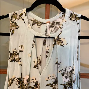 Free People Tree Swing Sleeveless Floral Mint Boho Flowy Tunic Tank Top Small thumbnail 5