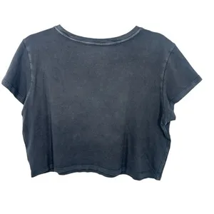 Aerie Feelin‎ Beachy Graphic Crop Top Grey Mineral Wash Cotton Tee Large Casual thumbnail 4