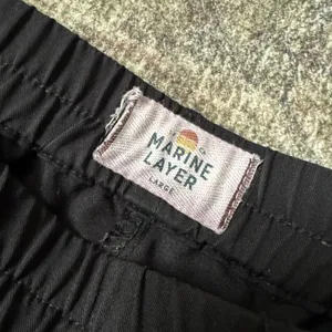 $98 Marine Layer Allison Black Tapered Ankle Pants Elastic Waist Tulip Hem Large thumbnail 3