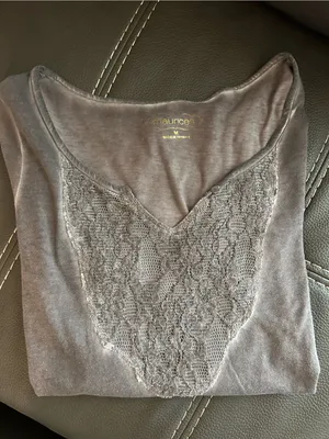 Maurices acid wash gray Lace-Inset Long Sleeve Tee thumbnail 3