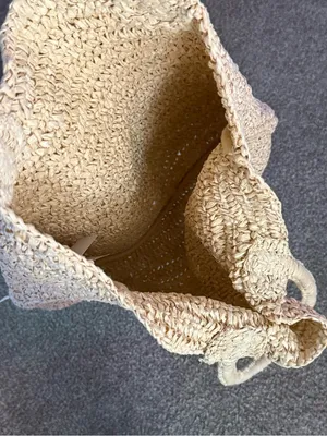 J.Crew Paper Raffia Woven Tote Bag Natural Beige Large Beach Shopper thumbnail 11