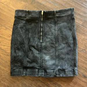 Free People Black Distressed Denim Skirt 12 GUC thumbnail 3