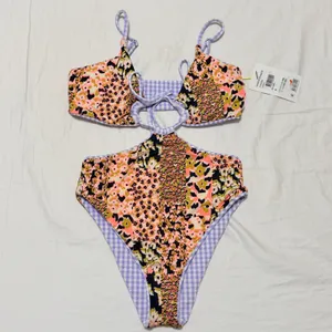 Maaji Lavender Gingham Reversible Trikini One-Piece Swimsuit size Small- NWT thumbnail 7