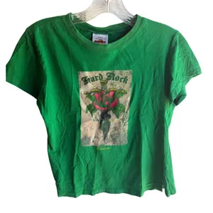 VIntage Y2K Hard Rock Cafe Moscow Green Graphic Print Short Sleeve Baby Tee S thumbnail 1