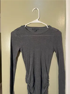 Stateside Women’s Sz XS Kate Ribbed Dress Bodycon Midi Length Dark Gray Long Slv thumbnail 2