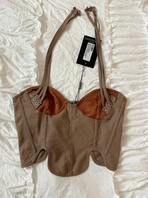 Pretty Little Thing Brown Halter Top thumbnail 1