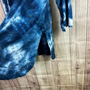 HEIMISH USA Blue Tie-Dye Open Front Duster Cardigan Top thumbnail 2