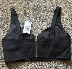 MICHAEL Pinstripe Stretch Flannel Wool Bra Top thumbnail 2