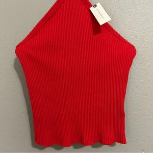 NEW Anthropologie t.la red ribbed halter neck cotton tank top women’s size small thumbnail 5