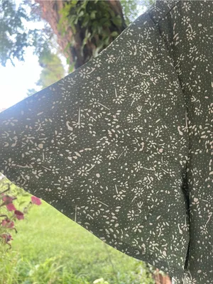 New Choice Olive Green Floral Button-Front Tiered Dress Flutter Sleeves Size XL thumbnail 4