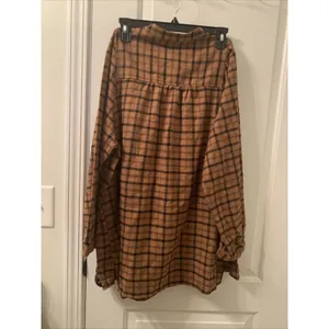 Isabel Maternity Women's Plus Size L Flannel Brown Black Long Sleeve Shirt Top thumbnail 8