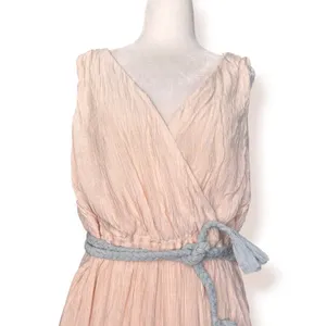 Flying Tomato Maxi Dress Blush Pink Blue Colorblock Crinkle Boho Resort Belted thumbnail 2