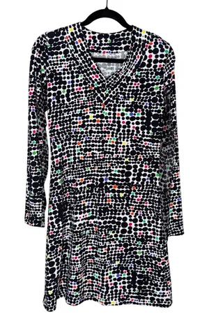 IBKUL Long Sleeve Dress Women Small Multi Color Polka Dot Excellent UPF Cooling thumbnail 1