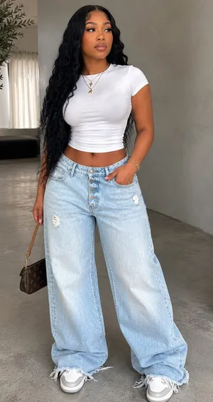 Old Navy Light Blue High-Rise Wide Leg Button-Fly Jeans thumbnail 1