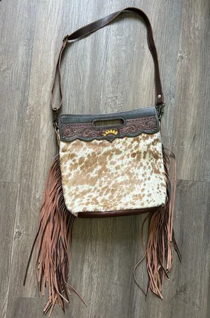Myra Bags Cowhide Purse Leather Fringe Western thumbnail 1