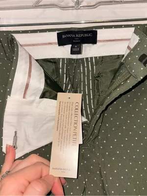 NWT Banana Republic Sloan Women’s Olive Green Polka Dot Dress Pants Size 6P thumbnail 7