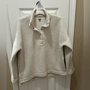 AERIE Ivory Cloud Sherpa Oversized Sweater Super Soft Cozy size Medium thumbnail 10
