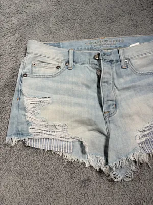 American Eagle vintage hi-rise festival Light Blue Distressed Denim Shorts 8 thumbnail 2