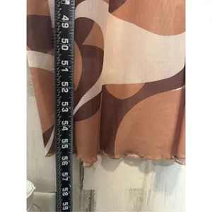 SheIn Brown Abstract Print Mesh Maxi Dress Sleeveless Bodycon Stretch Midi Long Dress thumbnail 8