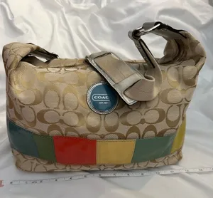 EUC Vintage Coach Gallery Signature Hobo Shoulder Bag with Multicolor Stripe thumbnail 1