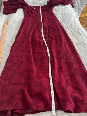 lulus Radiantly Stunning‎ Wine Red Burnout Off-the-Shoulder Maxi Dress Medium thumbnail 5
