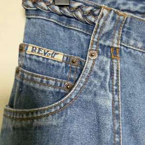 VTG‎ 90s Revolt Women Jeans Blue Bareback Braided Waist Wide Leg Carpenter Retro thumbnail 5
