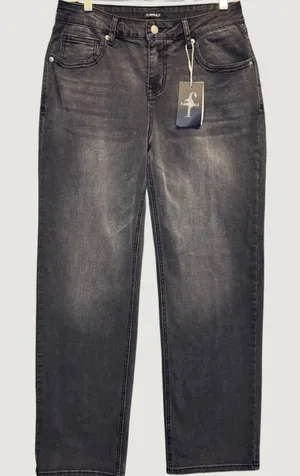 2027‎ | NWT Flamingals High Rise Straight Leg Faded Charcoal Jeans Women M thumbnail 1
