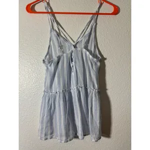 American Eagle Women's Cami Tank Size XS Blue White Strappy Faux Wrap Top NEW thumbnail 4