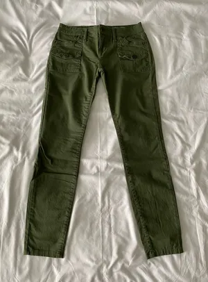 Olive Green Low Rise Cargo Jeggings thumbnail 1