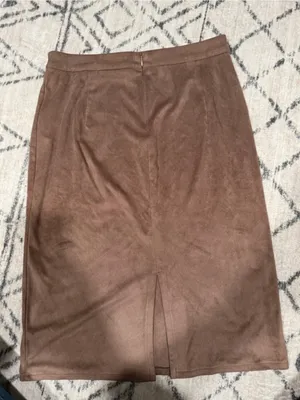 Forever 21 Chocolate Brown Faux Suede Pencil Skirt thumbnail 2