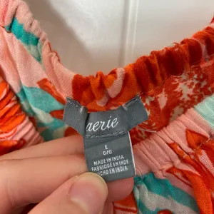 NWOT Aerie women’s pink orange‎ lightweight cropped summer elastic top blouse L thumbnail 3
