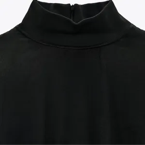 NWT Zara Black Satin Effect Long Sleeve Mock Neck Top Size XS Zipper Turtleneck thumbnail 4