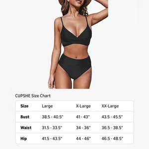 NEW CUPSHE Bikini 2 Pc Swimsuit Bathing Suit High Waisted V Neck Twist Front 2X thumbnail 3