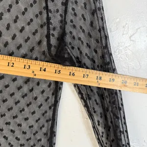 Sheer Black Polka Dot Mesh Long Sl Top Women's Swoss Dot‎ Blouse Small Going out thumbnail 5