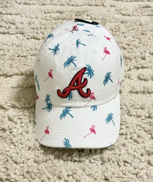 NEW 47 Brand Atlanta Braves Palm Tree Printfetti ’47 Clean Up Hat thumbnail 2