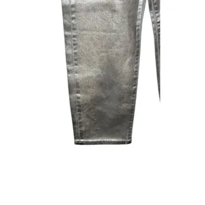Lucky Brand Women's Jeans 90s Loose High‎ Rise Metallic Crop Shiny Silver 4/27 thumbnail 4