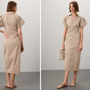 Saunders Collective Beige Ruched Shirt Dress thumbnail 3