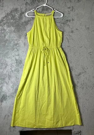 Loft Lime Green Halter Maxi Dress Sleeveless Tie Waist‎ Summer Resort Small New thumbnail 1