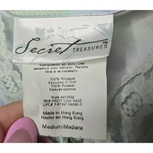 Vintage Secret Treasures floral y2k green babydoll slip lingerie medium. thumbnail 10