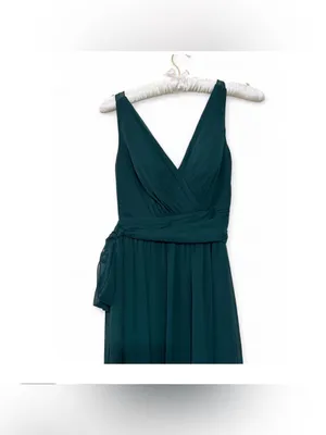AZAZIE Womens Forest Green Vneck Chiffon Convertible Bridesmaids Dress Size A6 thumbnail 7
