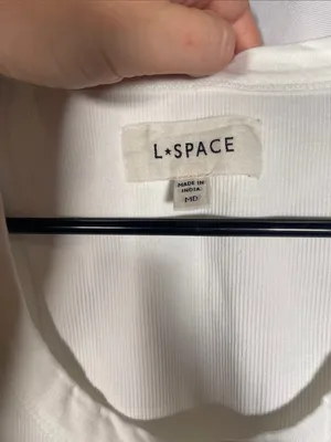 L*Space Womens Cotton Red Bow White Ribbed Tank Top Medium thumbnail 2