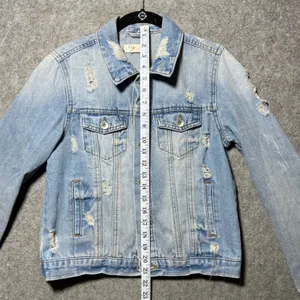 Ci Sono Denim Collection Distressed Trucker Jacket Med Wash Womens Medium thumbnail 8