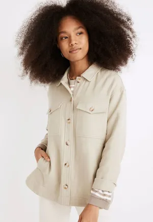 Madewell Waffleback Branner Shirt Jacket Shacket NC802 Faded Seagrass XL Neutral thumbnail 1