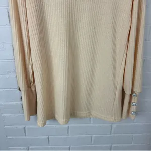 Amazon Butter Yellow Cowl Neck Lightweight Ribbed Knit Top Size M thumbnail 4