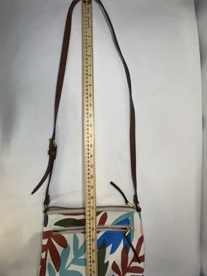 Fossil Fiona Crossbody Bag Abstract Leaf Floral Print Coated Canvas Purse thumbnail 12
