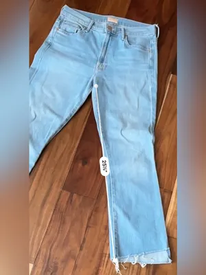 MOTHER Light Blue Insider Crop Step Fray Jeans thumbnail 8